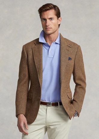 Polos de malla Ralph Lauren de corte entallado personalizados para hombre en azul