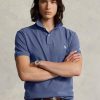 Polos de malla Ralph Lauren de corte entallado personalizados para hombre en azul Polos de malla Ralph Lauren de corte entallado personalizados para hombre en azul