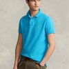 Polos de malla Ralph Lauren de corte entallado personalizados para hombre en azul Polos de malla Ralph Lauren de corte entallado personalizados para hombre en azul