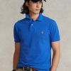Polos de malla Ralph Lauren de corte entallado personalizados para hombre en azul Polos de malla Ralph Lauren de corte entallado personalizados para hombre en azul