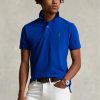 Polos de malla Ralph Lauren de corte entallado personalizados para hombre en azul Polos de malla Ralph Lauren de corte entallado personalizados para hombre en azul
