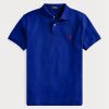 Polos de malla Ralph Lauren de corte entallado personalizados para hombre en azul Polos de malla Ralph Lauren de corte entallado personalizados para hombre en azul