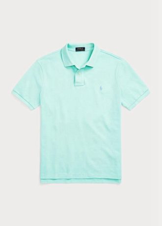 Polos de malla Ralph Lauren de corte entallado personalizados para hombre en azul