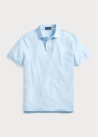 Polos de malla Ralph Lauren de corte entallado personalizados para hombre en azul