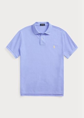 Polos de malla Ralph Lauren de corte entallado personalizados para hombre en azul