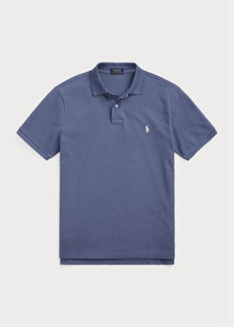 Polos de malla Ralph Lauren de corte entallado personalizados para hombre en azul