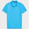 Polos de malla Ralph Lauren de corte entallado personalizados para hombre en azul Polos de malla Ralph Lauren de corte entallado personalizados para hombre en azul