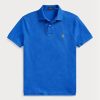 Polos de malla Ralph Lauren de corte entallado personalizados para hombre en azul Polos de malla Ralph Lauren de corte entallado personalizados para hombre en azul