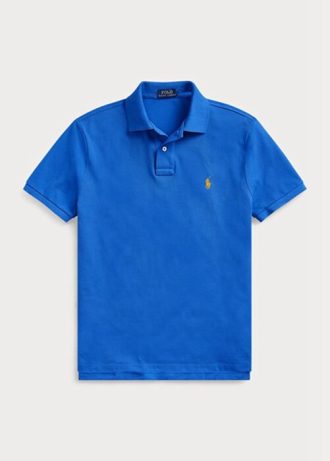 Polos de malla Ralph Lauren de corte entallado personalizados para hombre en azul Polos de malla Ralph Lauren de corte entallado personalizados para hombre en azul