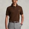 Polos de malla Ralph Lauren de corte entallado y personalizado para hombre, color marrón Polos de malla Ralph Lauren de corte entallado y personalizado para hombre, color marrón