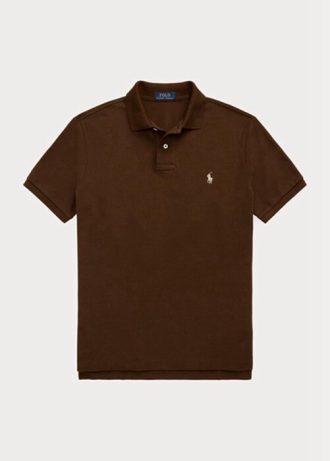 Polos de malla Ralph Lauren de corte entallado y personalizado para hombre, color marrón Polos de malla Ralph Lauren de corte entallado y personalizado para hombre, color marrón