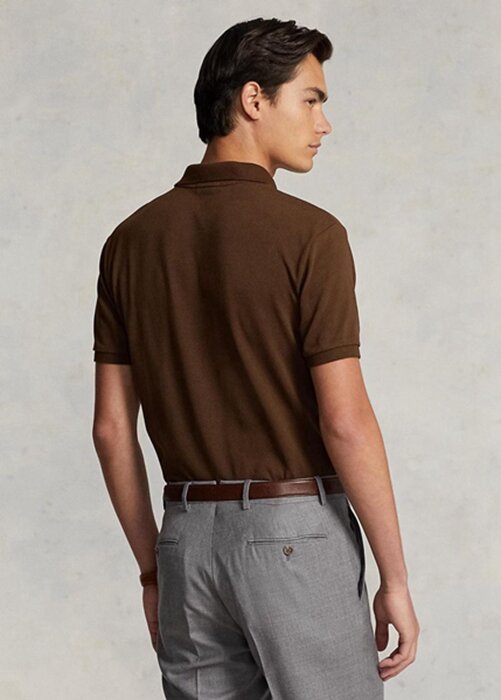 Polos de malla Ralph Lauren de corte entallado y personalizado para hombre, color marrón Polos de malla Ralph Lauren de corte entallado y personalizado para hombre, color marrón