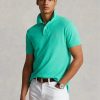 Polos de malla Ralph Lauren personalizados de corte entallado para hombre, color verde Polos de malla Ralph Lauren personalizados de corte entallado para hombre, color verde
