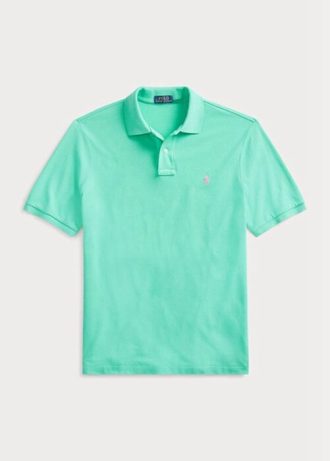 Polos de malla Ralph Lauren personalizados de corte entallado para hombre, color verde Polos de malla Ralph Lauren personalizados de corte entallado para hombre, color verde
