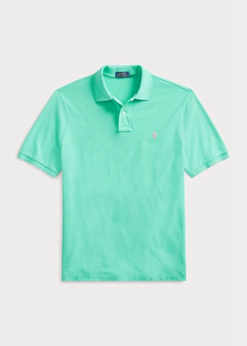 Polos de malla Ralph Lauren personalizados de corte entallado para hombre, color verde Polos de malla Ralph Lauren personalizados de corte entallado para hombre, color verde