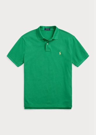 Polos de malla Ralph Lauren personalizados de corte entallado para hombre, color verde Polos de malla Ralph Lauren personalizados de corte entallado para hombre, color verde