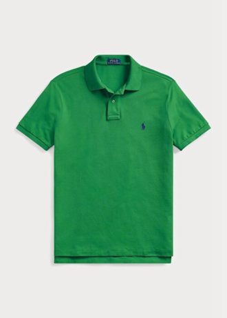 Polos de malla Ralph Lauren personalizados de corte entallado para hombre, color verde Polos de malla Ralph Lauren personalizados de corte entallado para hombre, color verde