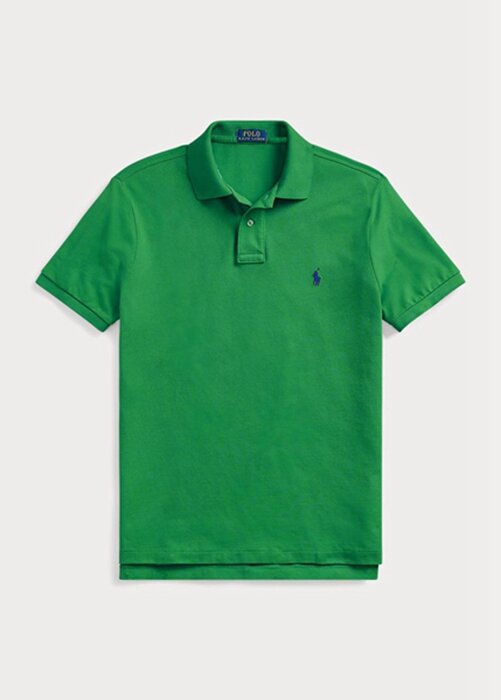 Polos de malla Ralph Lauren personalizados de corte entallado para hombre, color verde