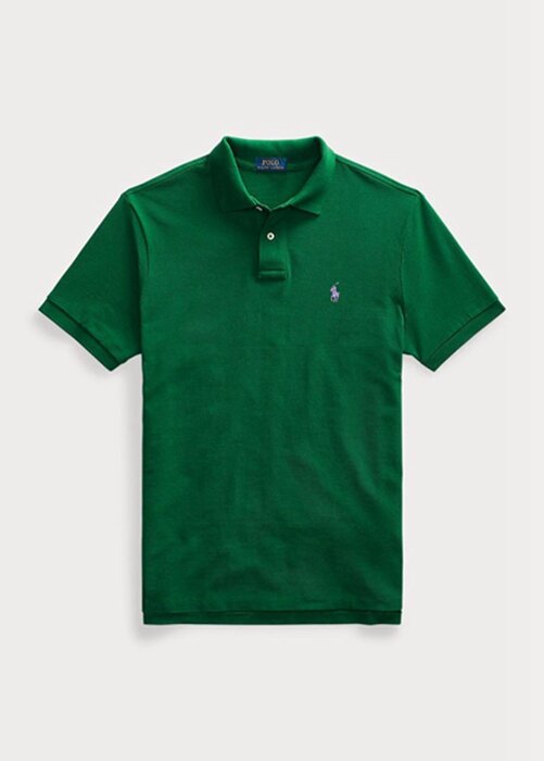Polos de malla Ralph Lauren personalizados de corte entallado para hombre, color verde