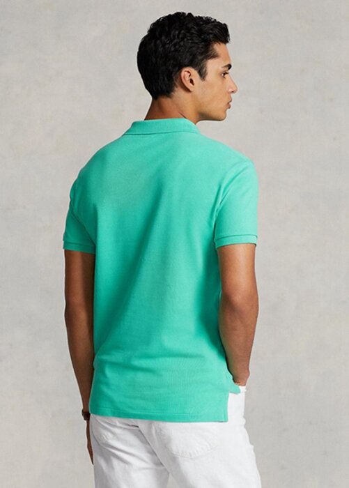 Polos de malla Ralph Lauren personalizados de corte entallado para hombre, color verde Polos de malla Ralph Lauren personalizados de corte entallado para hombre, color verde