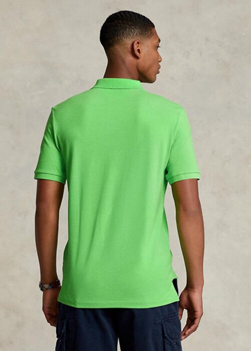 Polos de malla Ralph Lauren personalizados de corte entallado para hombre, color verde Polos de malla Ralph Lauren personalizados de corte entallado para hombre, color verde