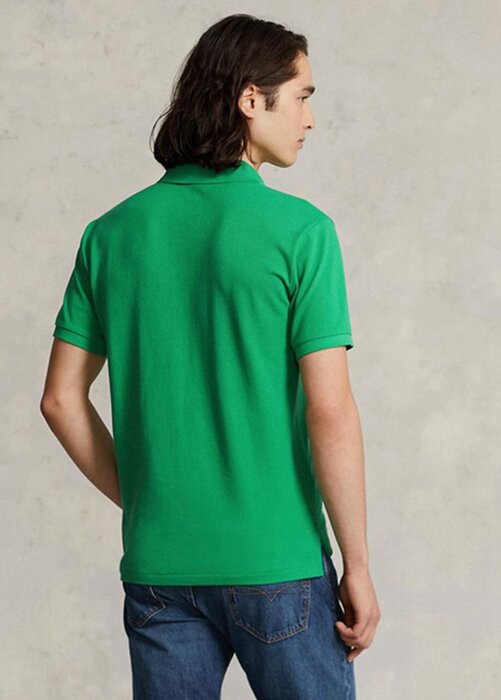 Polos de malla Ralph Lauren personalizados de corte entallado para hombre, color verde Polos de malla Ralph Lauren personalizados de corte entallado para hombre, color verde