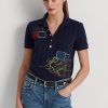 Polos de piqué con patchwork de Ralph Lauren para mujer en azul marino