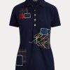Polos de piqué con patchwork de Ralph Lauren para mujer en azul marino
