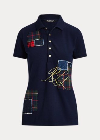 Polos de piqué con patchwork de Ralph Lauren para mujer en azul marino