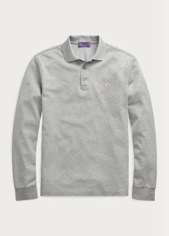 Polos de piqué entallados personalizados Ralph Lauren grises para hombre Polos de piqué entallados personalizados Ralph Lauren grises para hombre