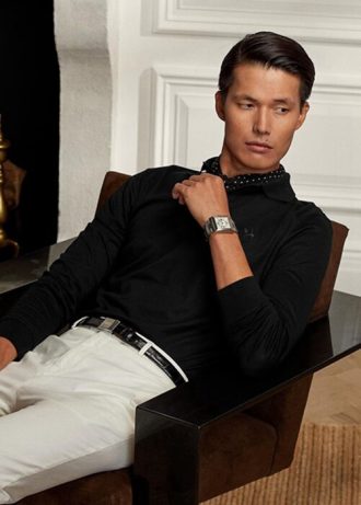 Polos de piqué negros de Ralph Lauren personalizados y ajustados para hombre Polos de piqué negros de Ralph Lauren personalizados y ajustados para hombre
