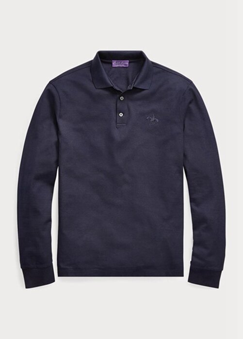 Polos de piqué Ralph Lauren de corte entallado para hombre, color azul marino