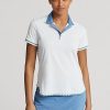 Polos de punto Ralph Lauren blancos de corte entallado para mujer Polos de punto Ralph Lauren blancos de corte entallado para mujer