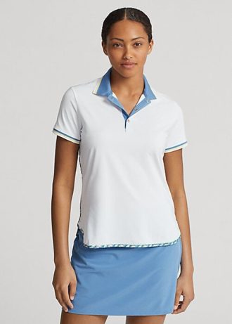 Polos de punto Ralph Lauren blancos de corte entallado para mujer