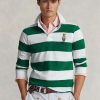 Polos de rugby Ralph Lauren blancos ajustados y personalizados con diseño de oso para hombre