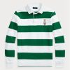 Polos de rugby Ralph Lauren blancos ajustados y personalizados con diseño de oso para hombre