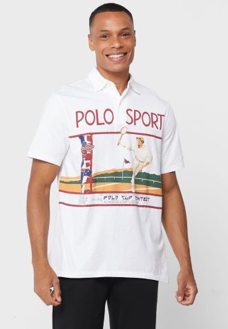 Polos gráficos Ralph Lauren blancos para hombre