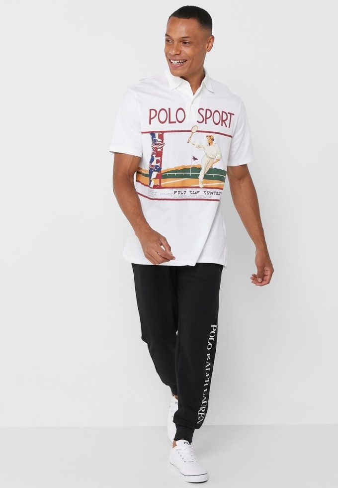 Polos gráficos Ralph Lauren blancos para hombre