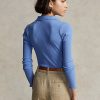 Polos Ralph Lauren azules de canalé con botones delanteros para mujer Polos Ralph Lauren azules de canalé con botones delanteros para mujer