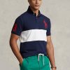 Polos Ralph Lauren Big Pony de malla para hombre, color azul marino y blanco Polos Ralph Lauren Big Pony de malla para hombre, color azul marino y blanco