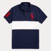 Polos Ralph Lauren Big Pony de malla para hombre, color azul marino y blanco Polos Ralph Lauren Big Pony de malla para hombre, color azul marino y blanco