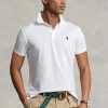 Polos Ralph Lauren blancos ajustados con diseño de ojo de pájaro para hombre