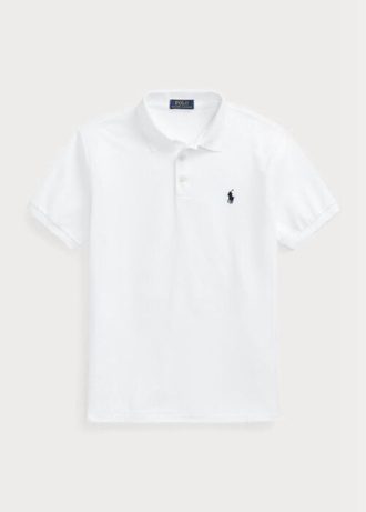 Polos Ralph Lauren blancos ajustados con diseño de ojo de pájaro para hombre