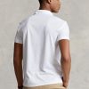 Polos Ralph Lauren blancos ajustados con diseño de ojo de pájaro para hombre