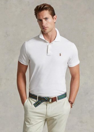 Polos Ralph Lauren blancos de algodón suave y corte entallado para hombre Polos Ralph Lauren blancos de algodón suave y corte entallado para hombre