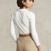 Polos Ralph Lauren blancos de canalé con botones delanteros para mujer Polos Ralph Lauren blancos de canalé con botones delanteros para mujer