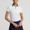 Polos Ralph Lauren blancos de corte entallado con cremallera de un cuarto para mujer Polos Ralph Lauren blancos de corte entallado con cremallera de un cuarto para mujer