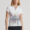 Polos Ralph Lauren blancos de corte entallado con motivo French Quarter para mujer Polos Ralph Lauren blancos de corte entallado con motivo French Quarter para mujer