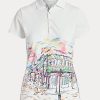 Polos Ralph Lauren blancos de corte entallado con motivo French Quarter para mujer Polos Ralph Lauren blancos de corte entallado con motivo French Quarter para mujer
