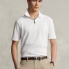 Polos Ralph Lauren blancos de malla elástica con cremallera para hombre
